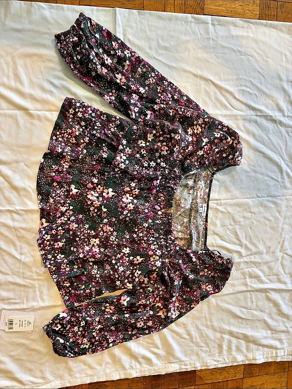 Love Fire Multi Floral Long Sleeve Square Neck Top Floral Long Sleeve